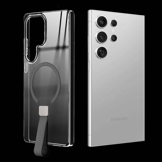 Exquisite MagSafe Transparent Case for Samsung S24 Ultra 5G with Strap , Hard Back Cover with Long Lasting Anti Yellowing Protection