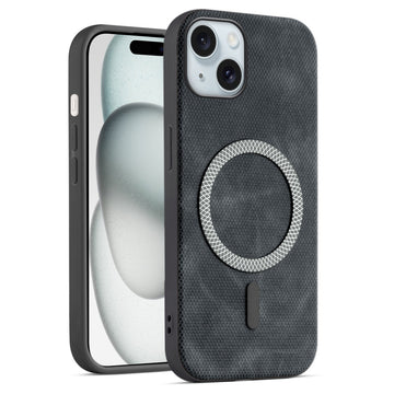 Rugged Vintage Look Back Case For Apple iPhone 15 With Magnetic Charging Compatible with Wireless Charging Support