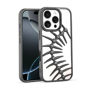 Spine Guard theme Fish Bone Textured Silicone Back Cover for Apple iphone 16 Pro Max