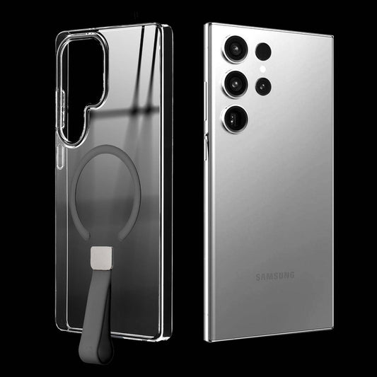 Exquisite MagSafe Transparent Case for Samsung S23 Ultra 5G with Strap , Hard Back Cover with Long Lasting Anti Yellowing Protection
