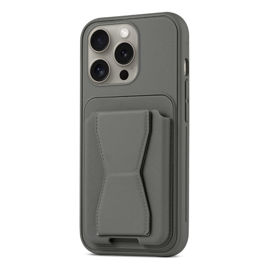 All in One Premium Leather Back Cover for Apple iPhone 14 Pro with Card Slot & Foldable Grip Holder