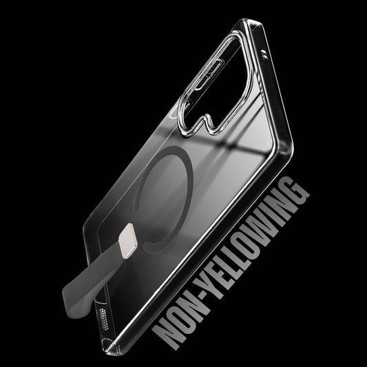 Exquisite MagSafe Transparent Case for Samsung S24 Ultra 5G with Strap , Hard Back Cover with Long Lasting Anti Yellowing Protection