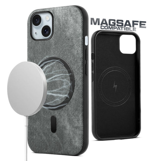 Classic Denim Finish Back Case For Apple iPhone 15 With MagSafe Support