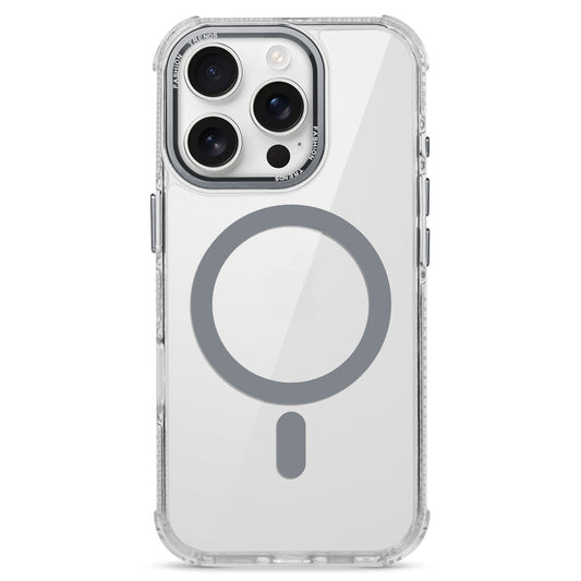 Premium Crystal Clear Hard Back Case For Apple iphone 16 Pro Max with Strong MagSafe Magnet & Colored Metal finish Ring Camera Protection