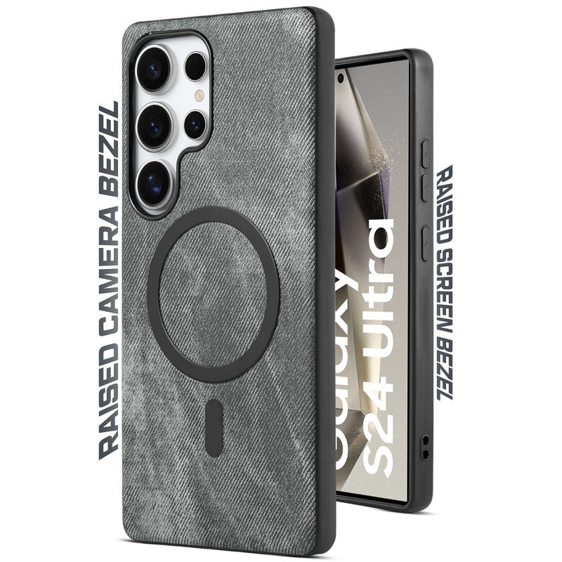Classic Denim Finish Back Case For Samsung S24 Ultra 5G With Wireless Charging Support Support
