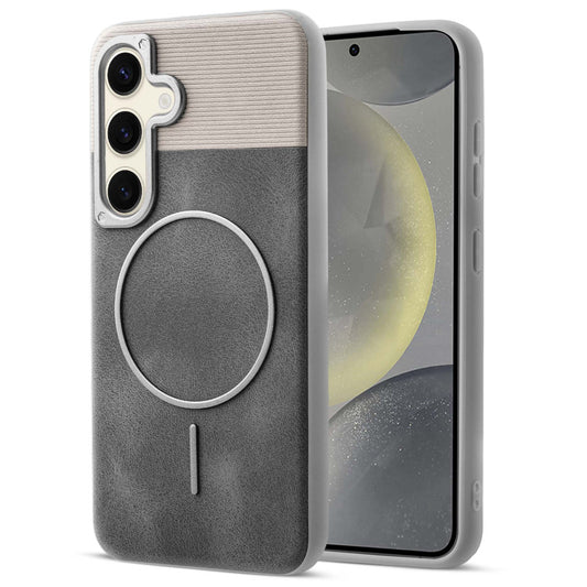 Luxury PU Leather Hard Back Case for Samsung S24 5G, With Micro-Fiber Cloth inside, MagSafe Compatible