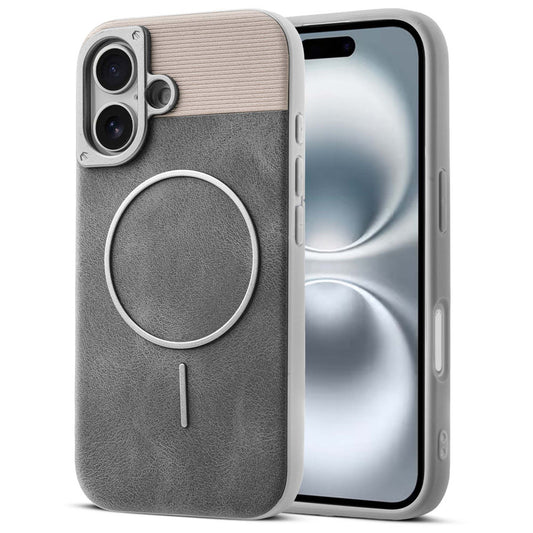Luxury PU Leather Hard Back Case for Apple iPhone 16, With Micro-Fiber Cloth inside, MagSafe Compatible