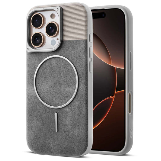 Luxury PU Leather Hard Back Case for Apple iPhone 16 Pro, With Micro-Fiber Cloth inside, MagSafe Compatible