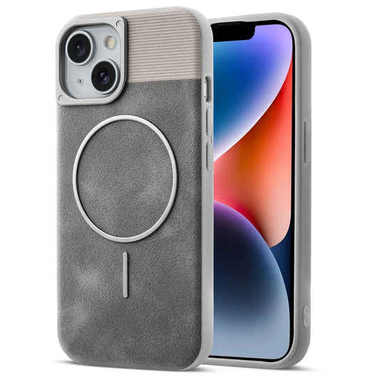 Luxury PU Leather Hard Back Case for Apple iPhone 14, With Micro-Fiber Cloth inside, MagSafe Compatible