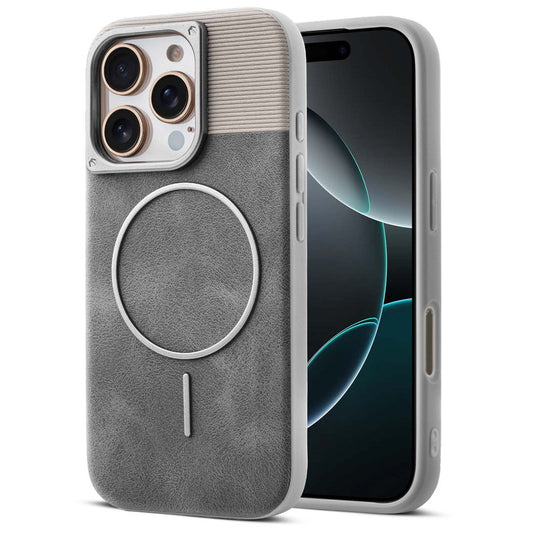 Luxury PU Leather Hard Back Case for Apple iphone 16 Pro Max, With Micro-Fiber Cloth inside, MagSafe Compatible