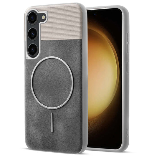 Luxury PU Leather Hard Back Case for Samsung S23 5G, With Micro-Fiber Cloth inside, MagSafe Compatible