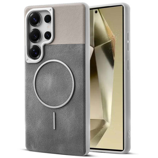 Luxury PU Leather Hard Back Case for Samsung S25 Ultra 5G, With Micro-Fiber Cloth inside, MagSafe Compatible