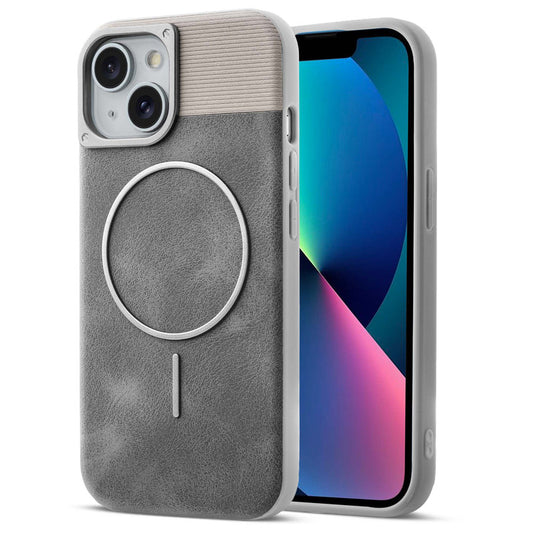 Luxury PU Leather Hard Back Case for Apple iPhone 13, With Micro-Fiber Cloth inside, MagSafe Compatible