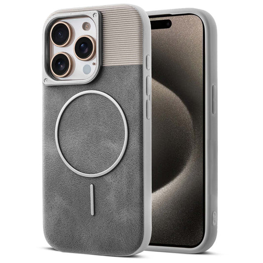 Luxury PU Leather Hard Back Case for Apple iPhone 15 Pro Max, With Micro-Fiber Cloth inside, MagSafe Compatible