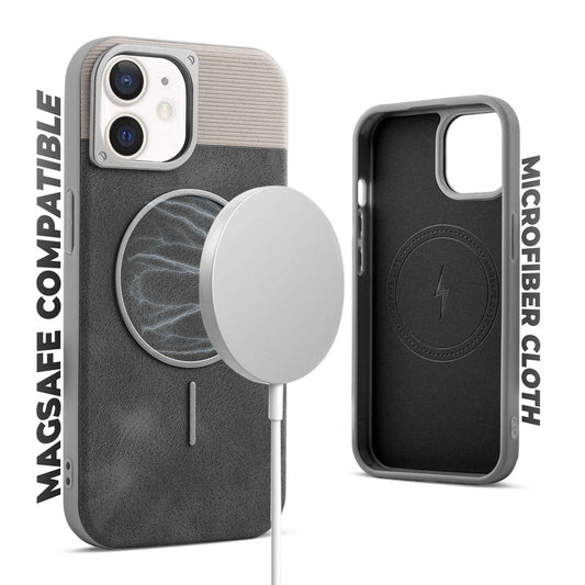 Luxury PU Leather Hard Back Case for Apple iPhone 12, With Micro-Fiber Cloth inside, MagSafe Compatible