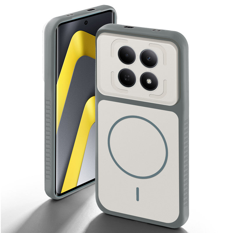 Dark Grey-White back cover for Redmi Note 15 5G with camera cut protection and ring design on back side.
