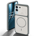 Dark Grey-White back cover for Vivo T4x 5G with camera cut protection and ring design on back side.