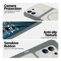 Dark Grey-White phone case for Vivo T4x 5G showing camera safety edges, anti slip side grip and easy press button covers.