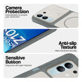 Dark Grey-White phone case for iQOO Z10X 5G showing camera safety edges, anti slip side grip and easy press button covers.
