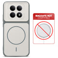 Dark Grey-White back cover for Redmi Note 15 5G with printed ring pattern and message showing not compatible with MagSafe charging.