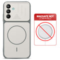 Dark Grey-White back cover for Samsung M47 5G with printed ring pattern and message showing not compatible with MagSafe charging.