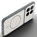 Angled view of Dark Grey-White mobile case for Xiaomi 17T 5G with proper charging port cutout, speaker holes and strong corner protection.