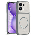 Front and back view of Dark Grey-White protective back cover for Oppo Reno 16 Pro 5G with textured sides, camera guard and slim fit design.