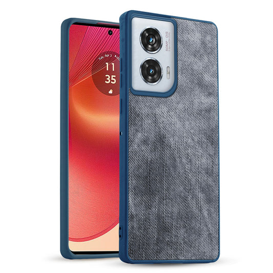 Classic Denim Finish Back Case for Motorola Moto Edge 50 Fusion 5G with Raised Camera Edges & Micro-Fiber Lining