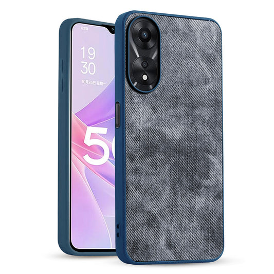 Classic Denim Finish Back Case for Oppo A78 5G with Raised Camera Edges & Micro-Fiber Lining