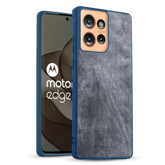 Classic Denim Finish Back Case for Motorola Moto Edge 50 5G with Raised Camera Edges & Micro-Fiber Lining