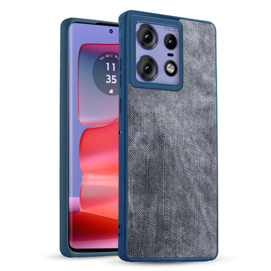 Classic Denim Finish Back Case for Motorola Moto Edge 50 Pro 5G with Raised Camera Edges & Micro-Fiber Lining