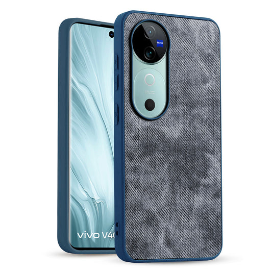 Classic Denim Finish Back Case for Vivo V40 5G with Raised Camera Edges & Micro-Fiber Lining