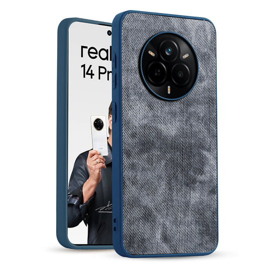 Denim Jeans Cloth Back Cover Case for Realme 14 Pro 5G