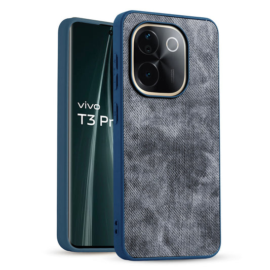 Denim Jeans Cloth Back Cover Case for Vivo T3 Pro 5G
