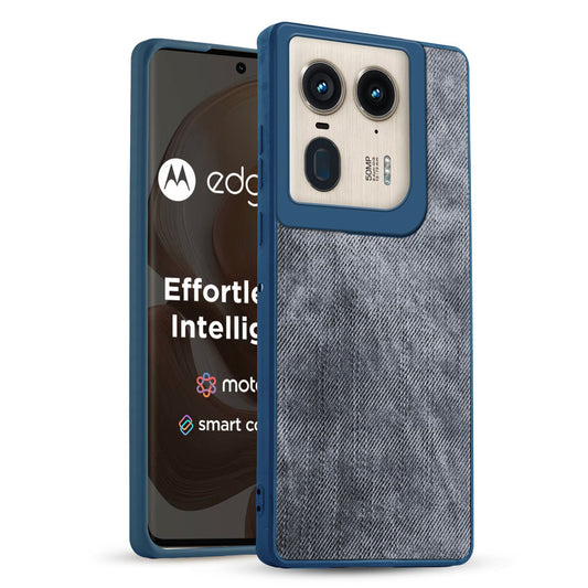 Denim Jeans Cloth Back Cover Case for Motorola Moto Edge 50 Ultra 5G