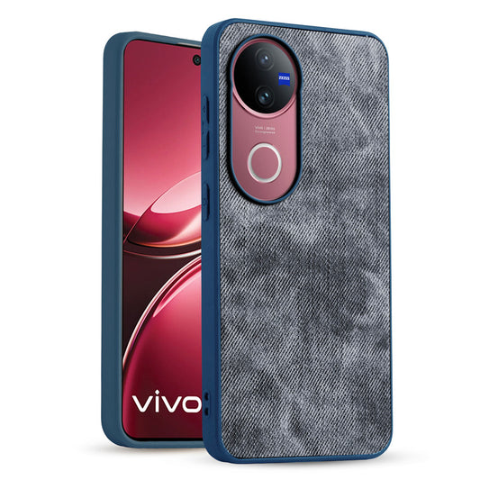 Classic Denim Finish Back Case for Vivo V50 5G with Raised Camera Edges & Micro-Fiber Lining
