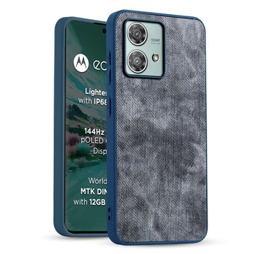 Denim Jeans Cloth Back Cover Case for Motorola Moto Edge 40 Neo 5G