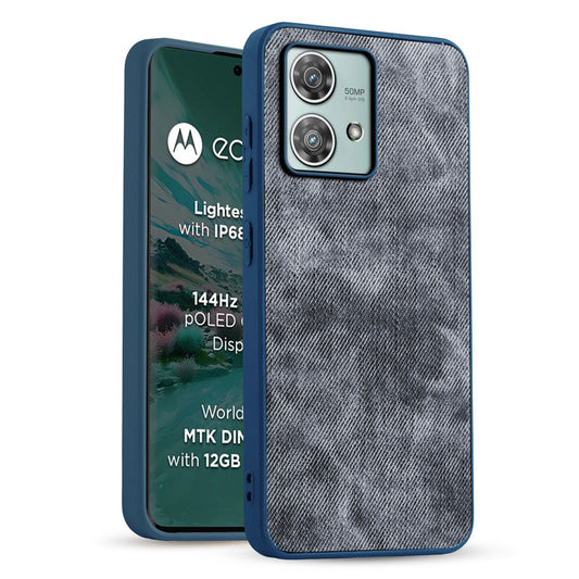 Classic Denim Finish Back Case for Motorola Moto Edge 40 Neo 5G with Raised Camera Edges & Micro-Fiber Lining