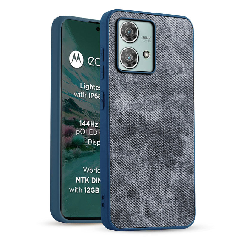 Denim Jeans Cloth Back Cover Case for Motorola Moto Edge 40 Neo 5G