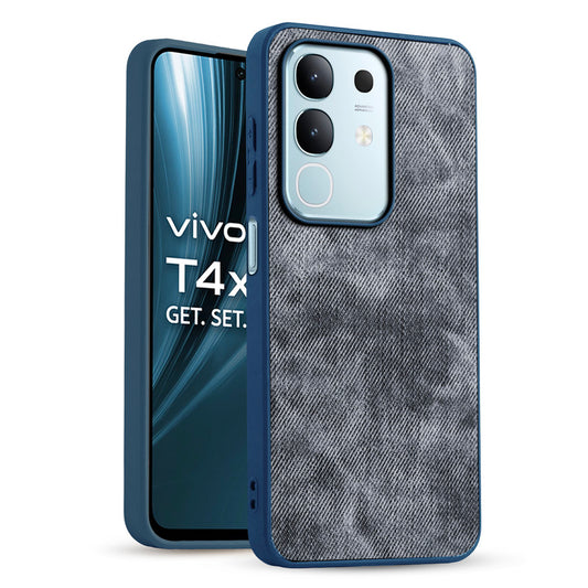 Denim Jeans Cloth Back Cover Case for Vivo T4x 5G