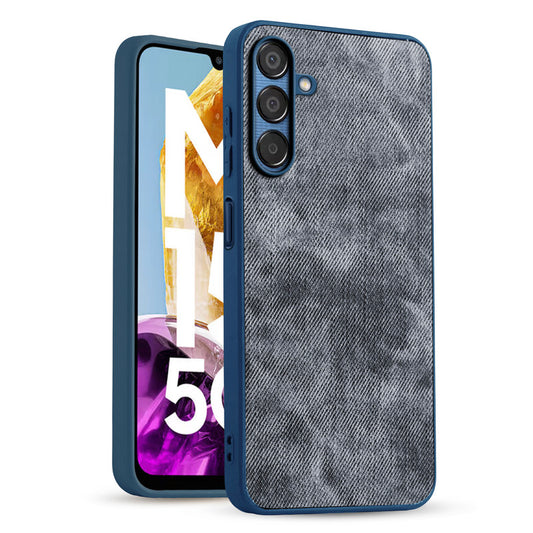 Classic Denim Finish Back Case for Samsung M15 5G with Raised Camera Edges & Micro-Fiber Lining