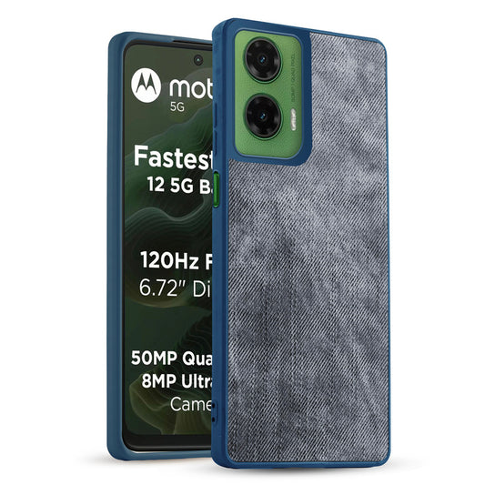 Classic Denim Finish Back Case for Motorola G35 5G with Raised Camera Edges & Micro-Fiber Lining