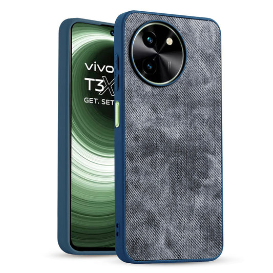 Classic Denim Finish Back Case for Vivo T3x 5G