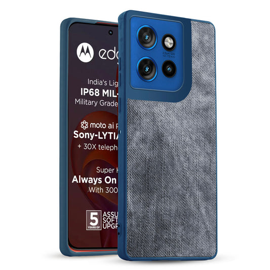 Classic Denim Finish Back Case for Motorola Moto Edge 50 Neo 5G with Raised Camera Edges & Micro-Fiber Lining