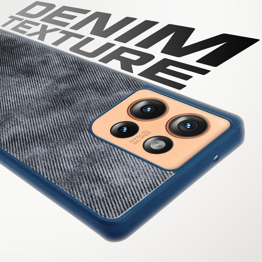 Classic Denim Finish Back Case for Motorola Moto Edge 50 5G with Raised Camera Edges & Micro-Fiber Lining