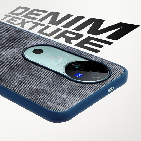 Classic Denim Finish Back Case for Vivo V40 5G with Raised Camera Edges & Micro-Fiber Lining