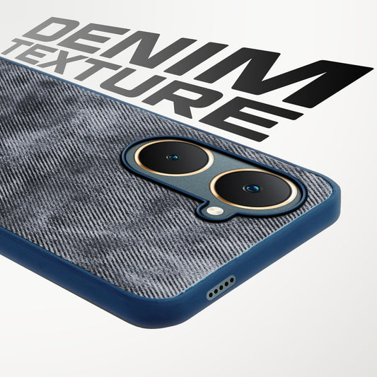 Classic Denim Finish Back Case for Vivo Y18 with Raised Camera Edges & Micro-Fiber Lining
