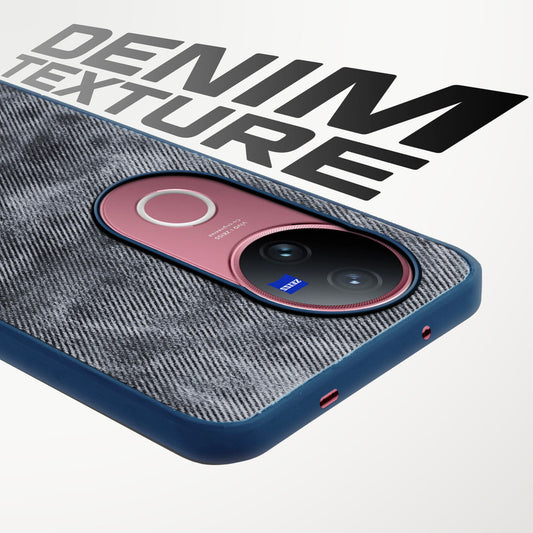 Classic Denim Finish Back Case for Vivo V50 5G with Raised Camera Edges & Micro-Fiber Lining