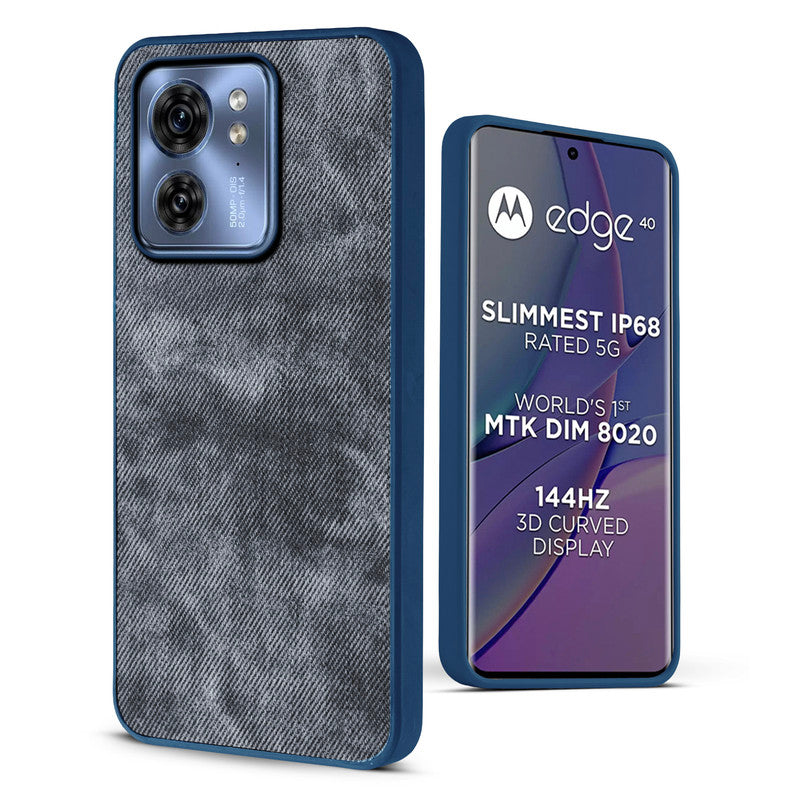Denim Jeans Cloth Back Cover Case for Motorola Moto Edge 40 5G