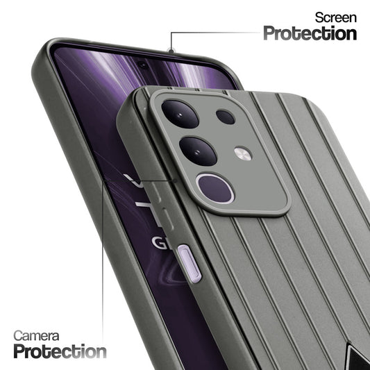 Glossy Matte Line Texture Back Cover for Vivo T4x 5G